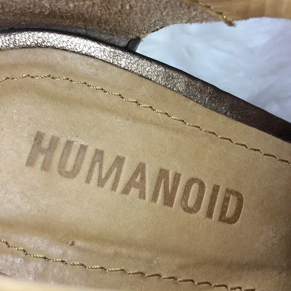 Humanoid Taupe Leather Heeled Sandals Sz-38/7.5