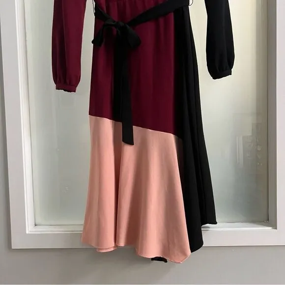 Hutch Anthropologie Rashida Colorblocked Midi Wrap Dress Size Small Valentine