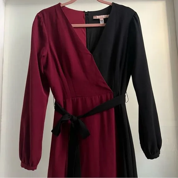 Hutch Anthropologie Rashida Colorblocked Midi Wrap Dress Size Small Valentine