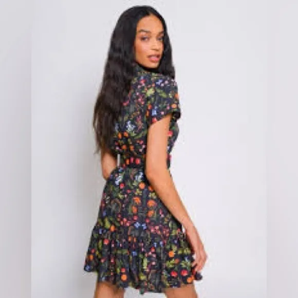 Hutch Peach Mini Dress in Black  Floral XS