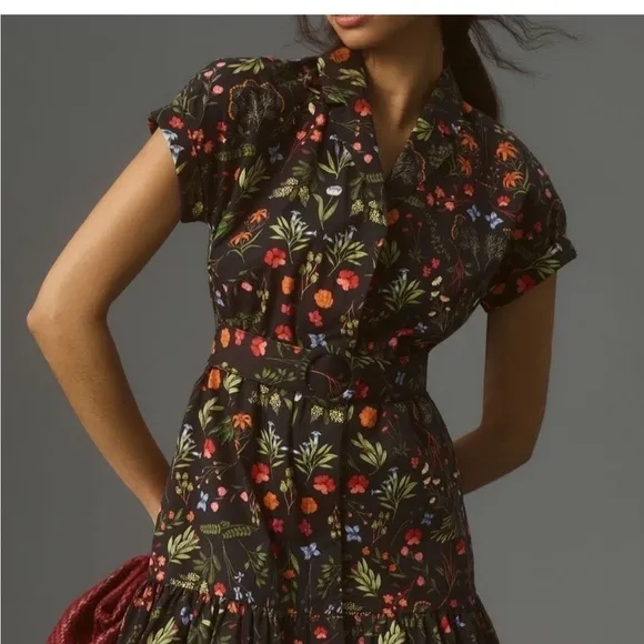 Hutch Peach Mini Dress in Black  Floral XS