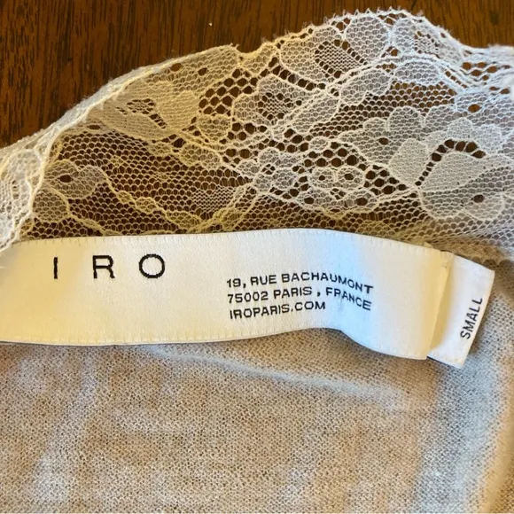 IRO Shocking Taupe Merino Wool Cashmere Silk V Neck Lace Lightweight Sweater