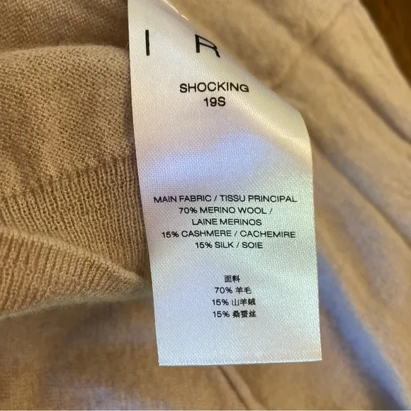 IRO Shocking Taupe Merino Wool Cashmere Silk V Neck Lace Lightweight Sweater