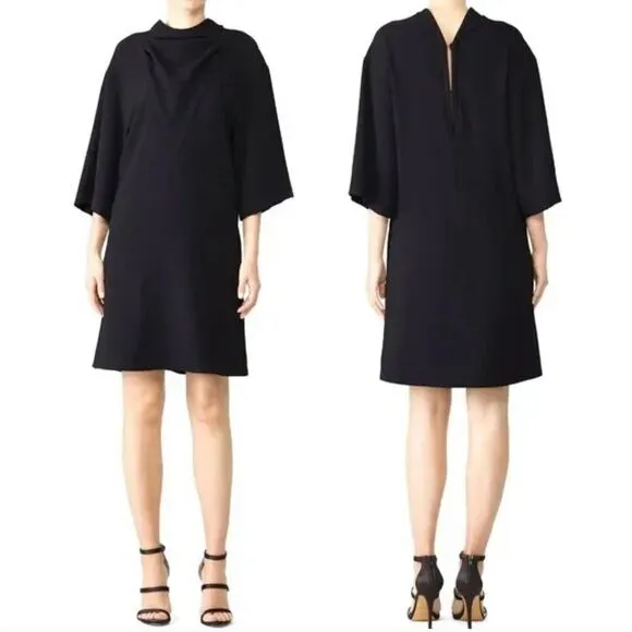 IRO Tonight Dress Black Crepe Draping Cowl Neckline Sheath Mini Dress NWT