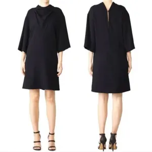 IRO Tonight Dress Black Crepe Draping Cowl Neckline Sheath Mini Dress NWT