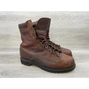 Iron Age Mens 10.5 Combat Boot Brown Leather Lace Up Round Toe Vibram Sole Ankle