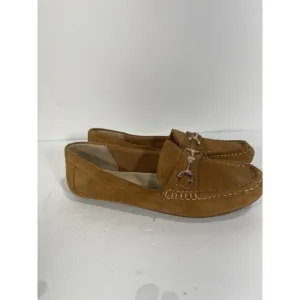 Isaac Mizrahi Womens Brown Round Toe Suede Slip On Moccasin Shoes Sz 7.5 M Mint!