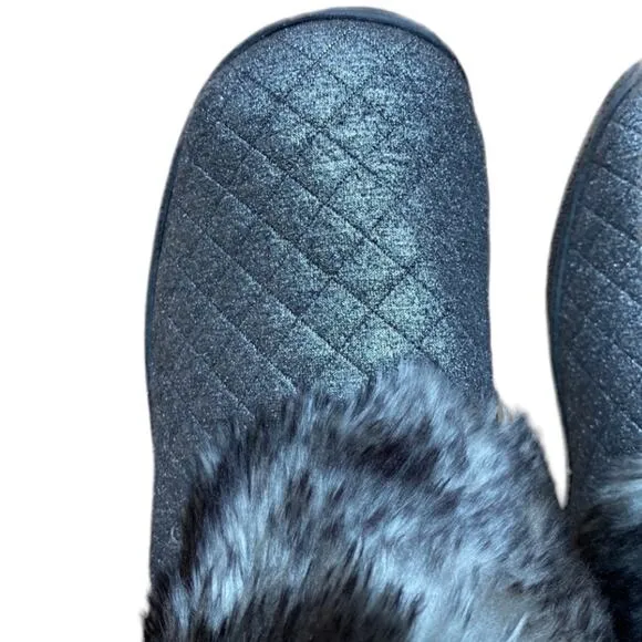 Isotoner Signature Size 6.5 - 7 Monica Grey quilt Slipper low Ankle boot Bootie