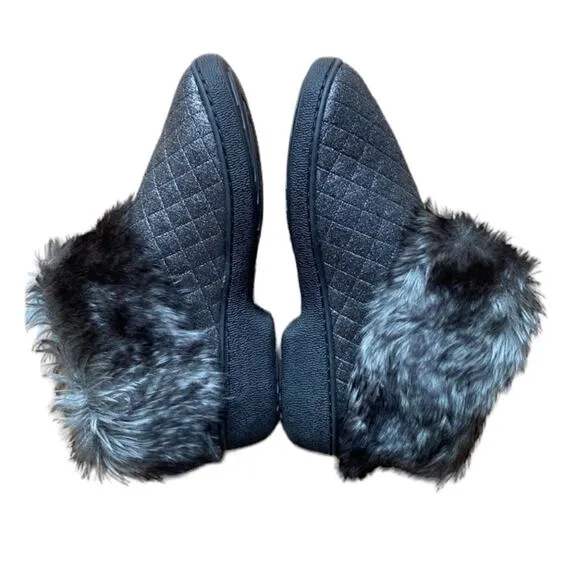 Isotoner Signature Size 6.5 - 7 Monica Grey quilt Slipper low Ankle boot Bootie
