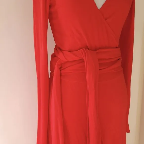Issa London Classic Wrap Dress Red Long Sleeve