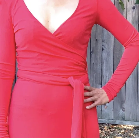 Issa London Classic Wrap Dress Red Long Sleeve