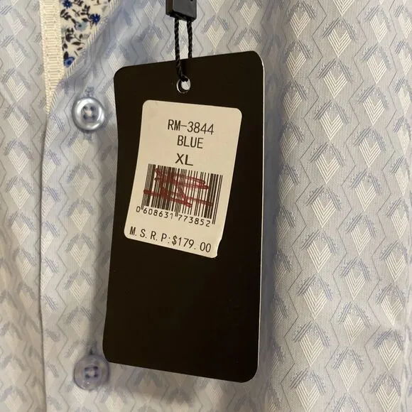 Italian Designer Rosso Milano Mens Modern Fit Button Dress Shirt Size XL - 17.5