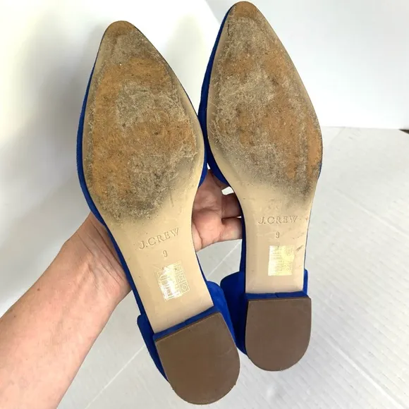 J. Crew Blue Suede Leather Flats Pointy‎ Toe Classic Shoes Women’s Size 9