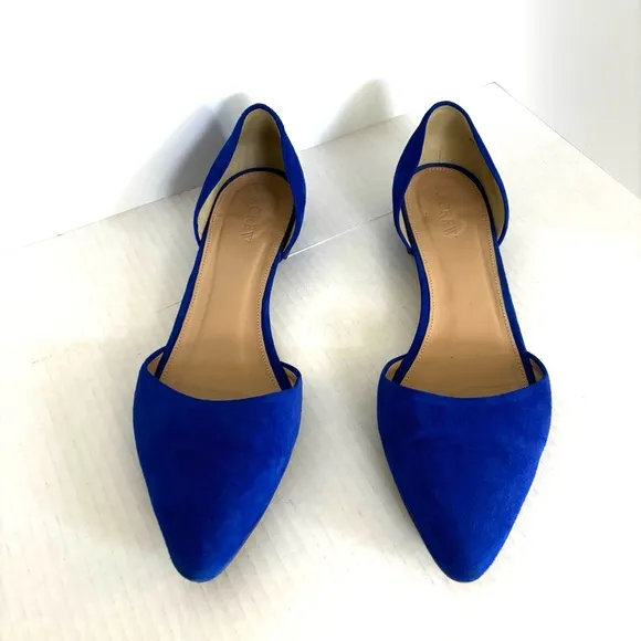 J. Crew Blue Suede Leather Flats Pointy‎ Toe Classic Shoes Women’s Size 9
