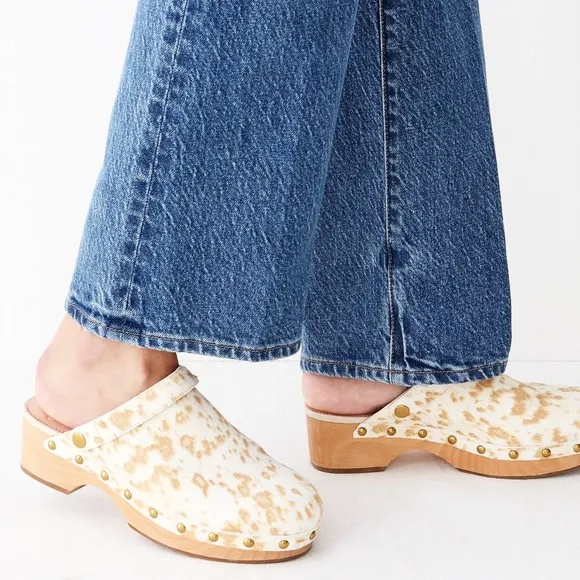 🆕{J. CREW} Calf-Hair Convertible-Strap Leather Clogs
