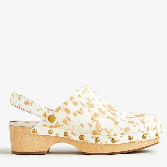 🆕{J. CREW} Calf-Hair Convertible-Strap Leather Clogs