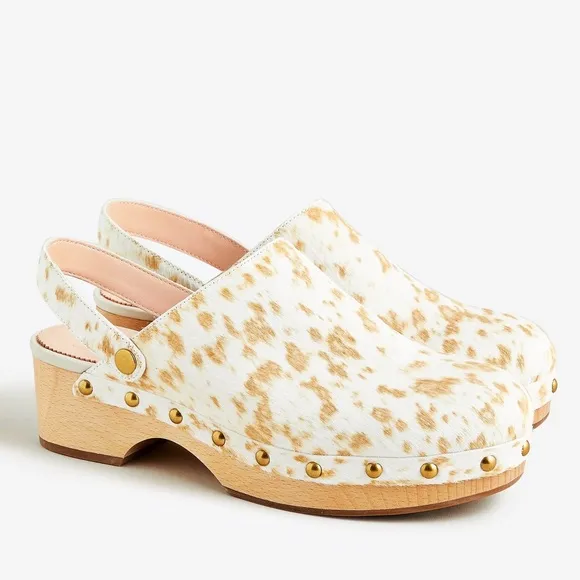 🆕{J. CREW} Calf-Hair Convertible-Strap Leather Clogs