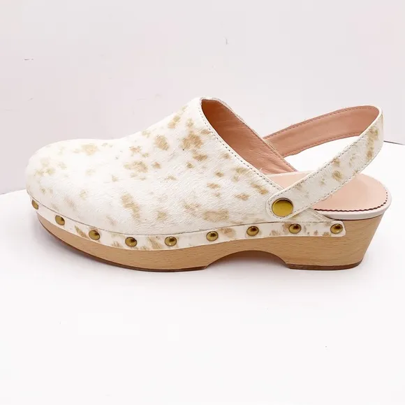 🆕{J. CREW} Calf-Hair Convertible-Strap Leather Clogs