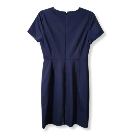 J Crew Navy Sheath Dress 6 Classic Modern Preppy Tailored Career Corporate NEW