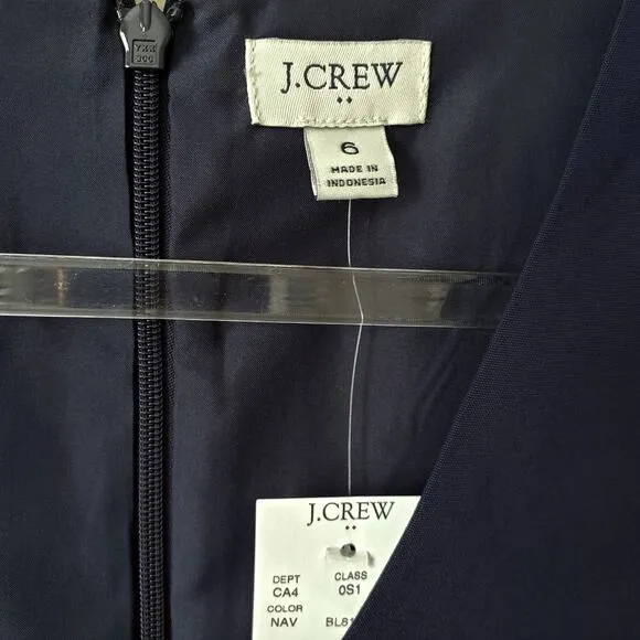 J Crew Navy Sheath Dress 6 Classic Modern Preppy Tailored Career Corporate NEW