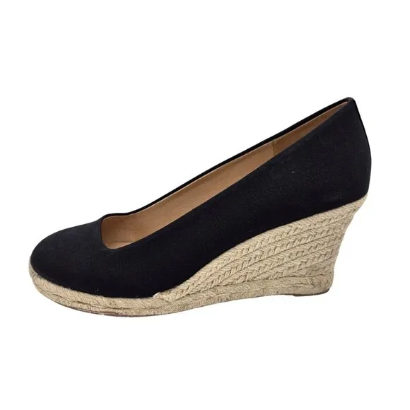 J. Crew Shoes Women’s Size 9 M Canvas  Espadrille Wedges Shoes Black