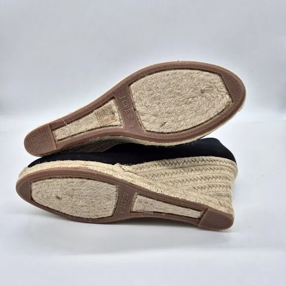 J. Crew Shoes Women’s Size 9 M Canvas  Espadrille Wedges Shoes Black