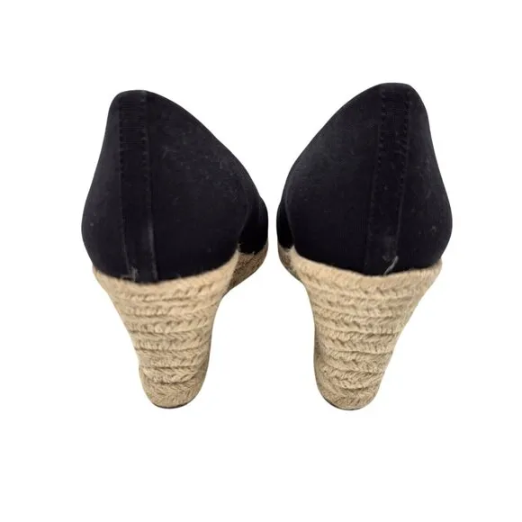J. Crew Shoes Women’s Size 9 M Canvas  Espadrille Wedges Shoes Black