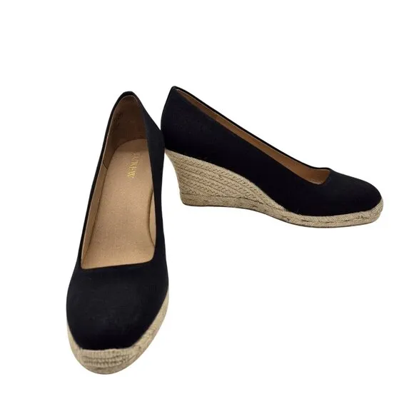 J. Crew Shoes Women’s Size 9 M Canvas  Espadrille Wedges Shoes Black