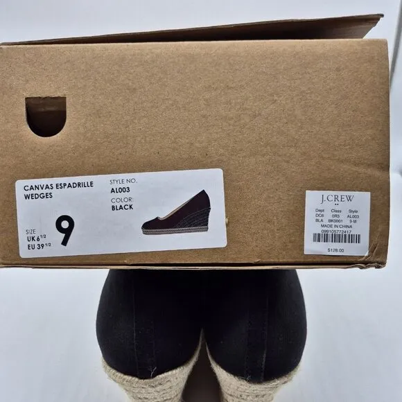 J. Crew Shoes Women’s Size 9 M Canvas  Espadrille Wedges Shoes Black