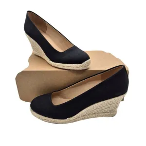 J. Crew Shoes Women’s Size 9 M Canvas  Espadrille Wedges Shoes Black