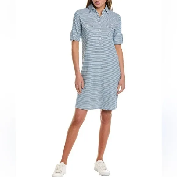 J. McLaughlin Navy striped Richie dress size medium NWT