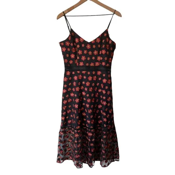 Jack by BB Dakota Magic Hour Dress Embroidered Floral Evening Cocktail Modern