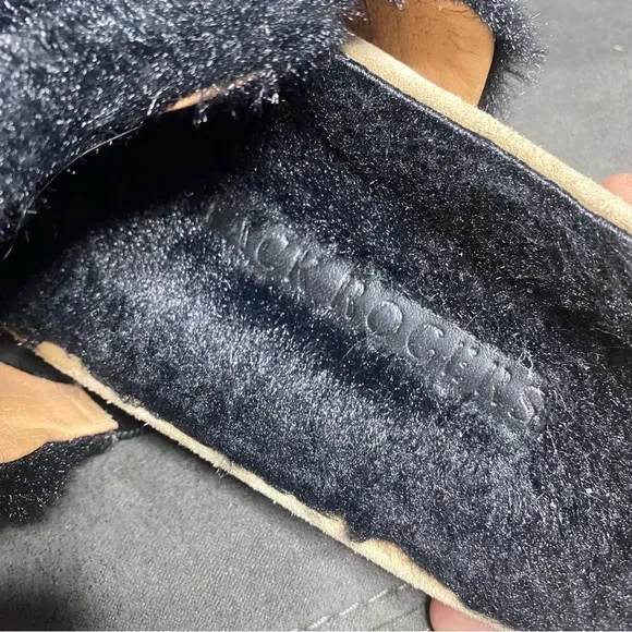 Jack Rogers Lauren Slide Sandals Black Faux Fur