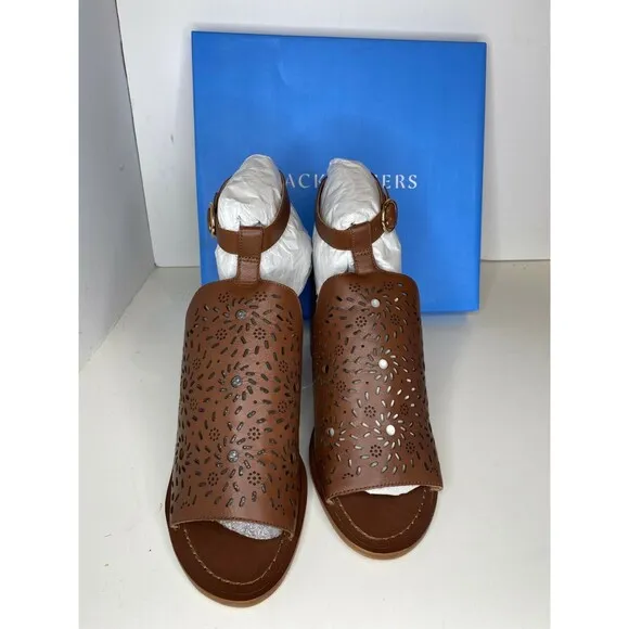 Jack Rogers Shoes Womens 11 Mocha Ronnie Brown Heel Sandals M21 111201H NEW
