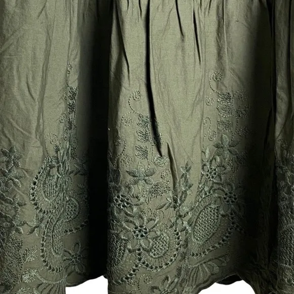 Jason Wu skirt tiered skirt army green smocked waste midi skirt embellished