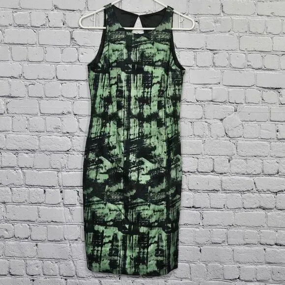 Jay Godfrey NWT Green &amp; Black Sleeveless Dress Size 8 | Chic &amp; Modern