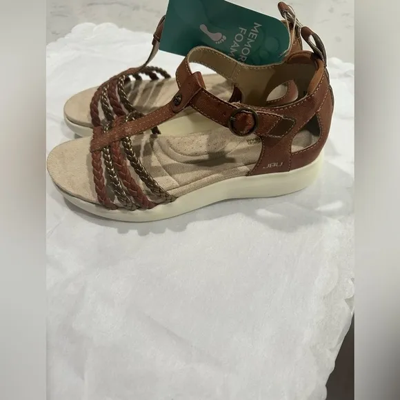 JBU Prague Comfort Casual Adjustable Ankle Strap Flat Open Toe  Sandals Size 7M