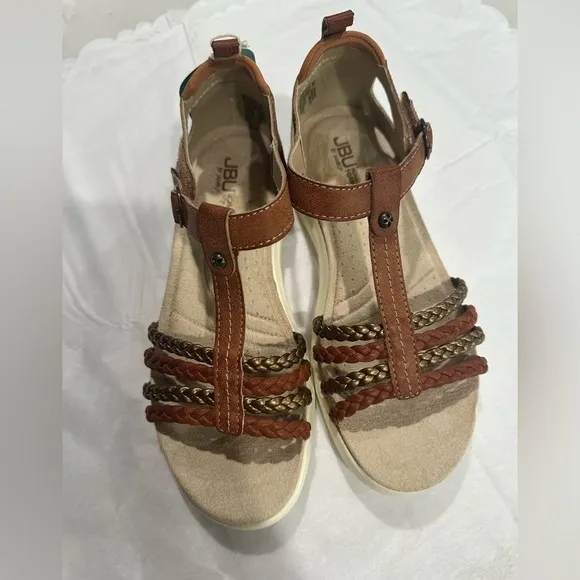JBU Prague Comfort Casual Adjustable Ankle Strap Flat Open Toe  Sandals Size 7M
