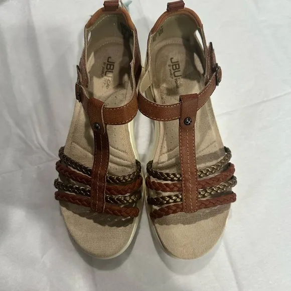 JBU Prague Comfort Casual Adjustable Ankle Strap Flat Open Toe  Sandals Size 7M