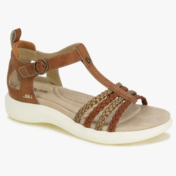 JBU Prague Comfort Casual Adjustable Ankle Strap Flat Open Toe  Sandals Size 7M