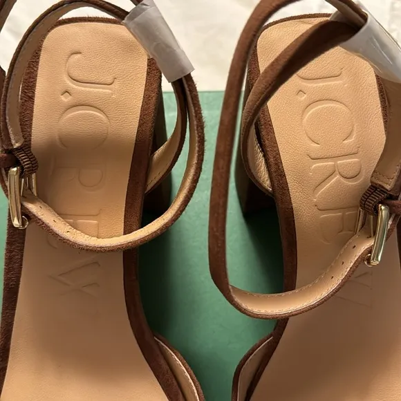 J.Crew Ankle strap platform heels in suede BX909