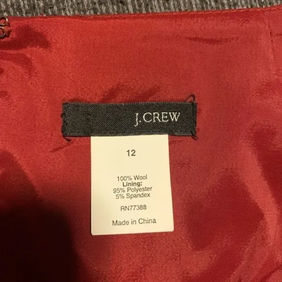 J.Crew Classic Casual Basic Wool Sheath Midi Dress Fitted Red Size 12