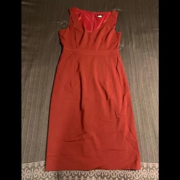 J.Crew Classic Casual Basic Wool Sheath Midi Dress Fitted Red Size 12