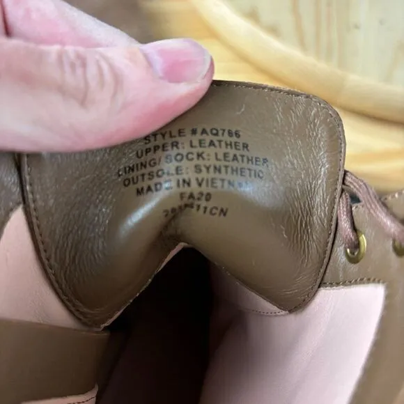 J.Crew Willa Ankle Boots Women 8.5 Lizard Embossed Leather Brown Cap Toe Lace Up