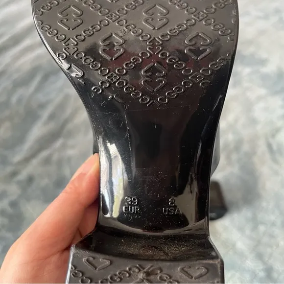 Jeffrey Campbell Black Mules with Glossy Finish Chunky Y2K  Barbie shoes 8