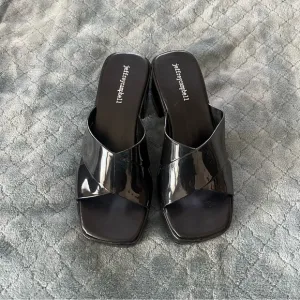 Jeffrey Campbell Black Mules with Glossy Finish Chunky Y2K  Barbie shoes 8