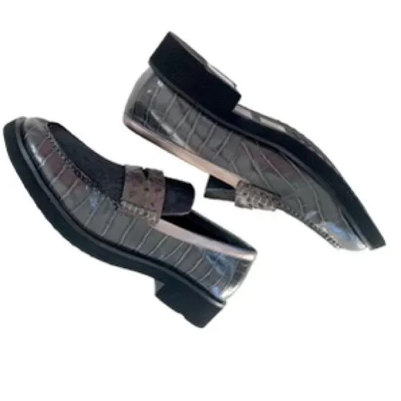 Jeffrey Campbell Lenna Gray Leather Penny Loafer Women’s Size 8.5