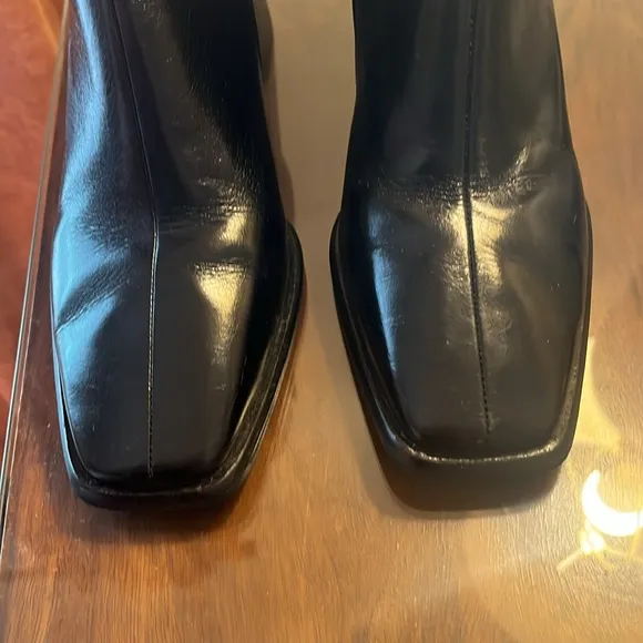 Jeffrey Campbell Sherpal Bootie Black Patent Leather Heeled Square Toe