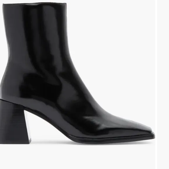 Jeffrey Campbell Sherpal Bootie Black Patent Leather Heeled Square Toe