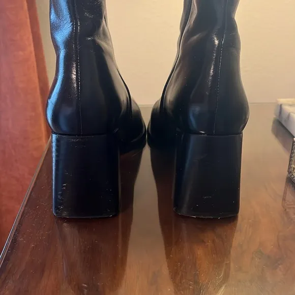 Jeffrey Campbell Sherpal Bootie Black Patent Leather Heeled Square Toe